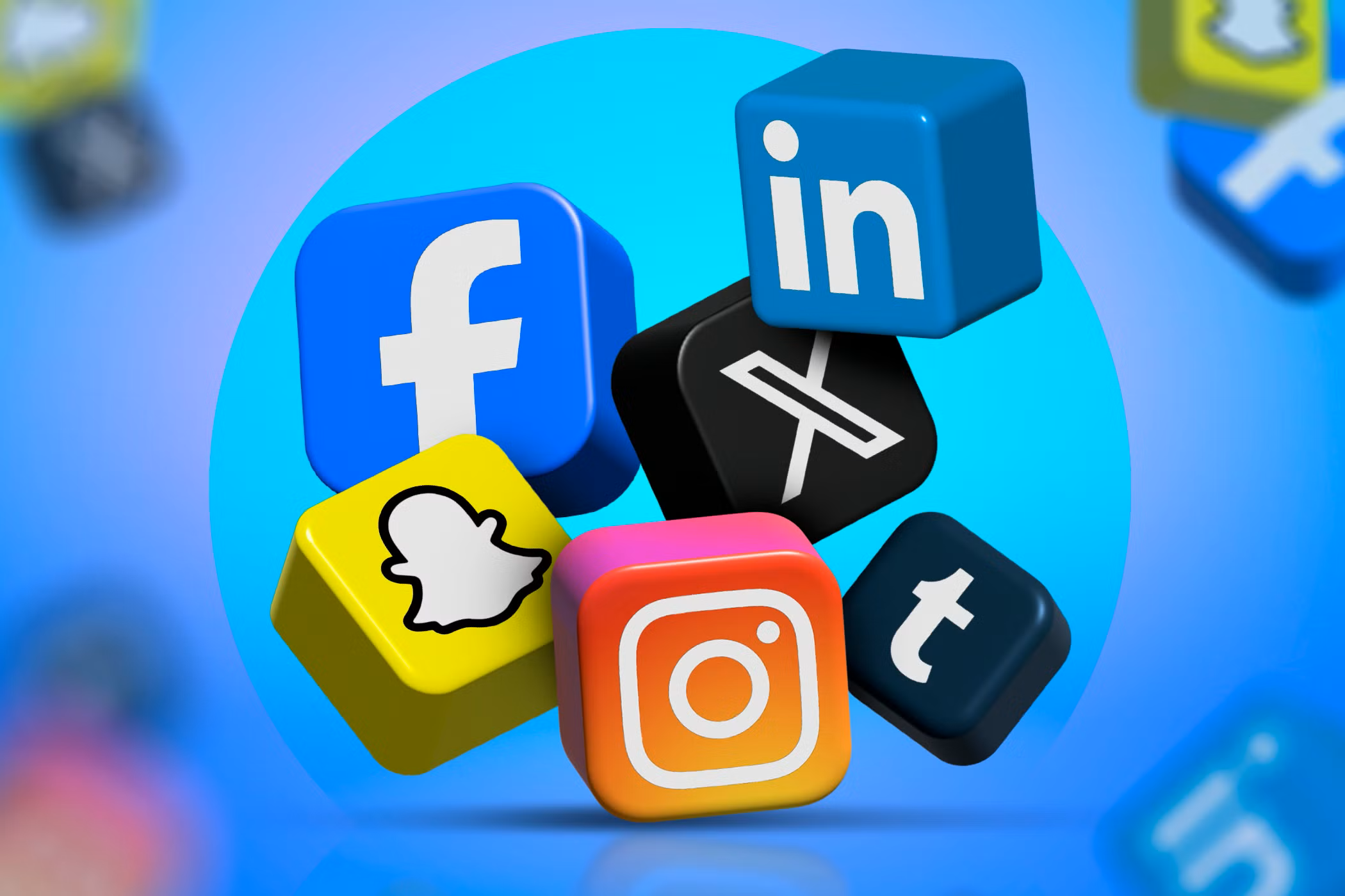 some 3d social media icons
